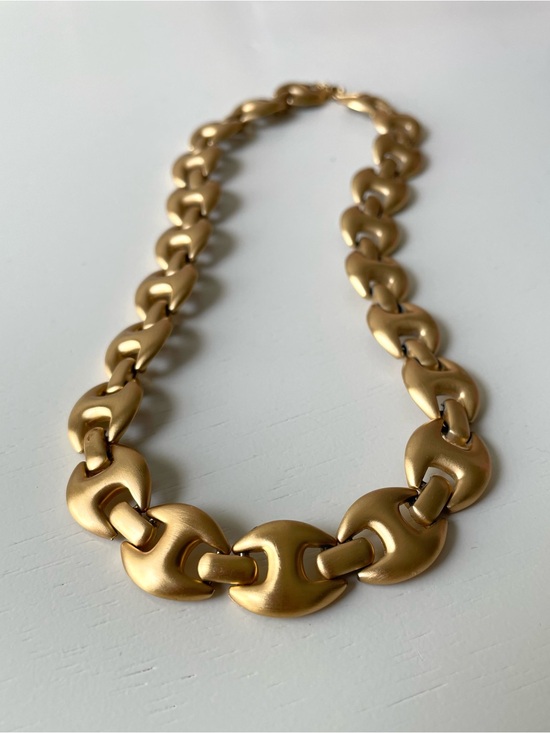 Vintage Jewelry - Vintage Monet matte goldtone link choker necklace horse bit Old Money
